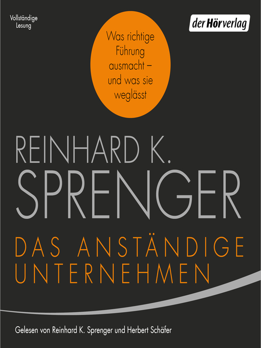 Title details for Das anständige Unternehmen by Reinhard K. Sprenger - Wait list